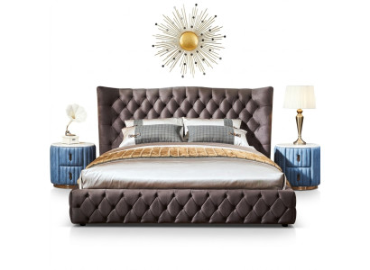 Braunes Chesterfield Bett Schlafzimmer Textil Betten Samt Big Hotel Betten