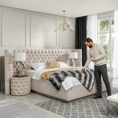 Chesterfield Bett Luxus Schlafzimmer Hotel Deko Polster Betten mit Knöpfen