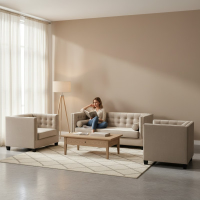 Schlafsofa Taupe Sessel Kreative Möbel Textil Stoff Neu Wohnzimmer Sofa