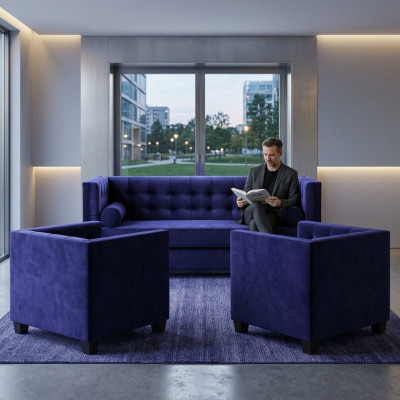 Schlafsofa Sessel Kreative Möbel Textil Stoff Blau Gruppe Wohnzimmer Modern Sofa