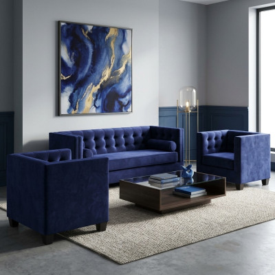 Schlafsofa Sessel Kreative Möbel Textil Stoff Blau Gruppe Wohnzimmer Modern Sofa