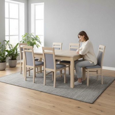 Esszimmer Set Esstisch 6x Stuhl Garnitur Tisch Gruppe 7tlg. Set Komplett Möbel