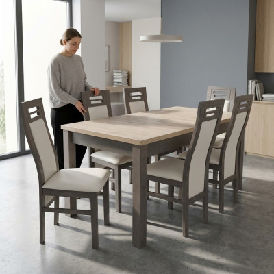 Echtholz Lehnstuhl Möbel Holz Tisch Sitz Ess Zimmer 6x Stühle 7tlg. Set Garnitur