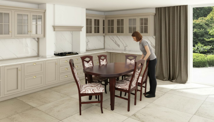 Moderne 7tlg. Esszimmer Garnitur Set Klassischer Tisch 6x Stühle Stuhl Gruppen