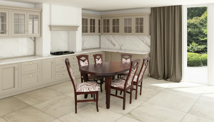 Moderne 7tlg. Esszimmer Garnitur Set Klassischer Tisch 6x Stühle Stuhl Gruppen