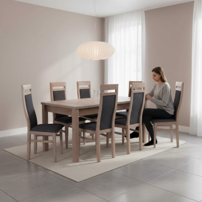 Rechteckig Esszimmer Tisch 6 Stühle Stuhl Garnitur Holz Tische Essgarnitur 7tlg