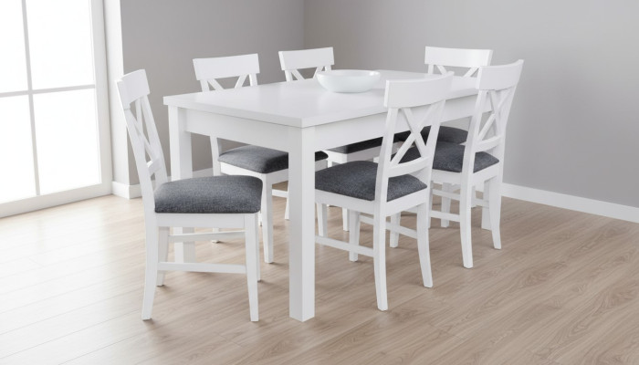 Modern Antik Stil Esszimmer Set Holz Metall Tisch Essgarnitur 6x Stühle Stuhl