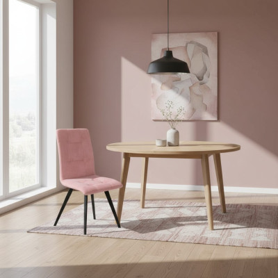 Stuhl Set 4x Stühle Textil Polster Lehn Massiv Holz Esszimmer Sitz Möbel Holz