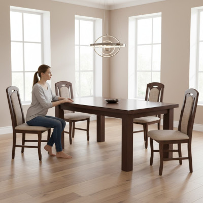 Esszimmer Garnitur Holz Lehn Leder Textil Neu Stuhl Gruppe 4x Stühle Set Wohn
