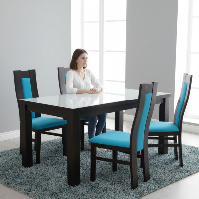 Garnitur Sitz Polster Holz 4x Stühle Wohnzimmer Neu Ess Zimmer Gruppe Set Stuhl