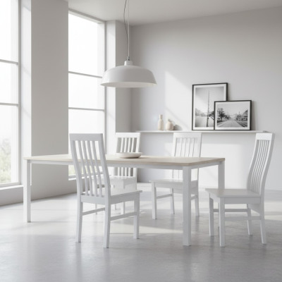 Set 4x Stuh Luxus Design Massiv Holz Stühle Sitz Veranda Küche Esszimmer neu