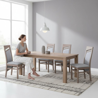 Esszimmerstuhl Stoff Polster Stühl Gastro Esszimmer Set 6x Massivholz Sessel