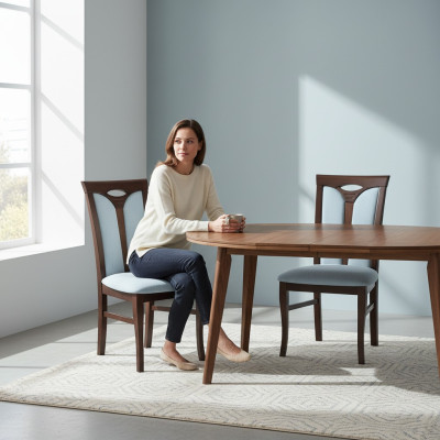 Lehnstuhl Garnitur Stühle Gastro Esszimmer Textil Stoff Set 8x Design Stuhl Holz
