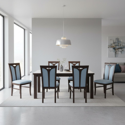 Lehnstuhl Garnitur Stühle Gastro Esszimmer Textil Stoff Set 8x Design Stuhl Holz