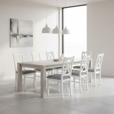 Designer Holz Stoff Polster Stühle Gastro Esszimmer Textil Set 8x Sessel Stuhl