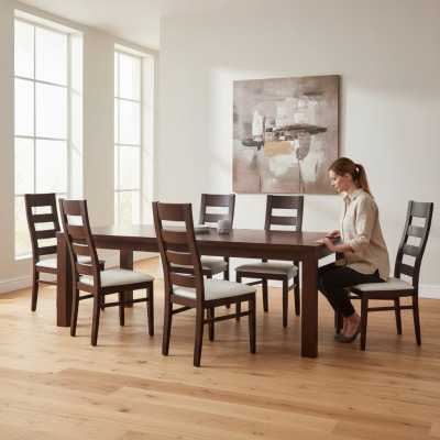 Gruppe Sitz Polster Lehn Stühle Garnitur Holz Massiv Luxus Sessel Set 8x Stuhl