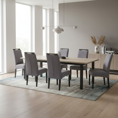 Esszimmer Stühle Stoff Set 8x Sessel Textil Stuhl Designer Holz Polster Möbel