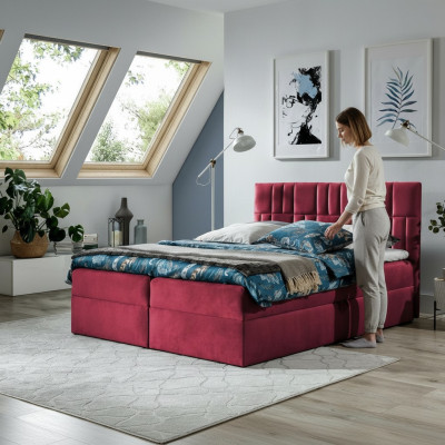 Doppelbett Boxspringbett Bett mit Bettkasten Ehebett Betten Polsterbett Rot Neu