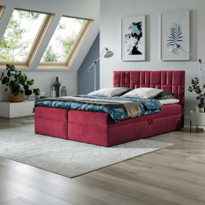 Doppelbett Boxspringbett Bett mit Bettkasten Ehebett Betten Polsterbett Rot Neu