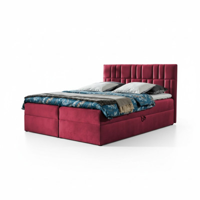 Doppelbett Boxspringbett Bett mit Bettkasten Ehebett Betten Polsterbett Rot Neu