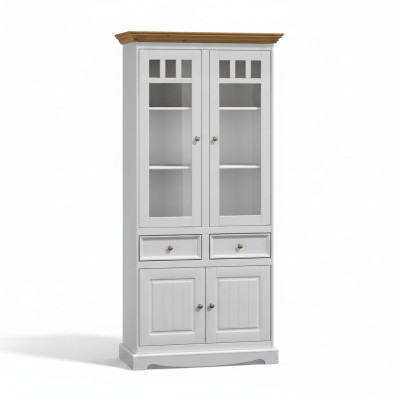 Klassische Wohnzimmer Möbel Weiß Braun Holz Schaufenster Vitrine Schrank Möbel