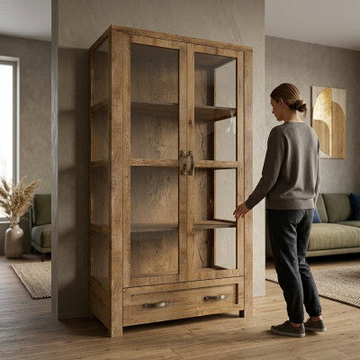 Landhaus Vitrine Kommoden Vitrinen Vitrinenschrank Schrank Glasschrank Bücher