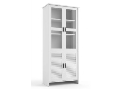 Holz Glas Schrank Vitrinen Schränke Weiß Landhaus Hochschrank Vitrine Schrank