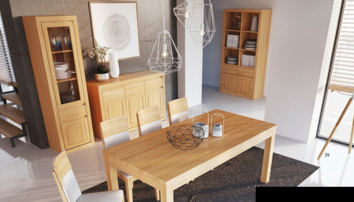Wohnzimmer Garnitur Gruppe 8tlg. Set Kommode 4 Lehnstühle Vitrine Sideboard Neu