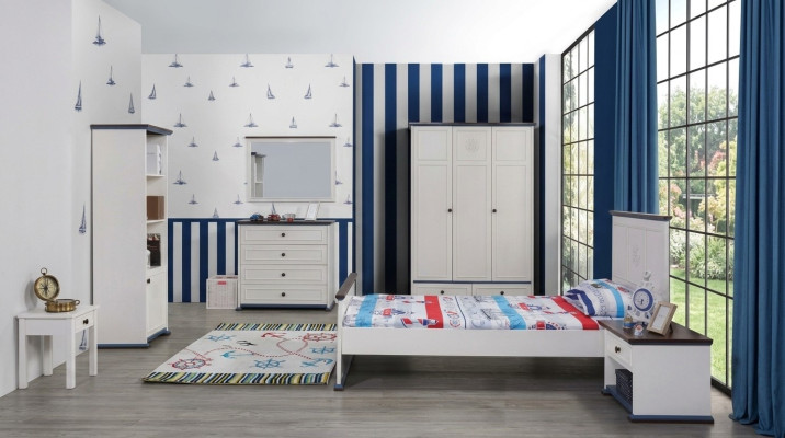 Schlafzimmer Kinderzimmer Set Modern Schrank Kommode Tisch Holz Weiß Neu 5tlg.