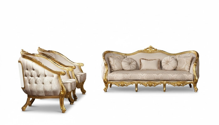 Barock Sofagarnitur 3+1+1 Sitzer Chesterfield Sofa Sofas Sessel Sitz Garnitur