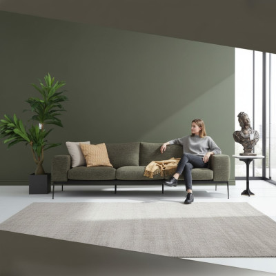 Dreisitzer Sofa 3 Sitzer Sofas Grau Stoff Wohnzimmer Luxus Modern Neu