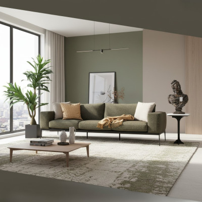 Dreisitzer Sofa 3 Sitzer Sofas Grau Stoff Wohnzimmer Luxus Modern Neu