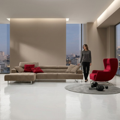 Ecksofa Leder Moderne Luxus Sofas L Form Sofa Eckcouch Wohnlandschaft Grau Neu