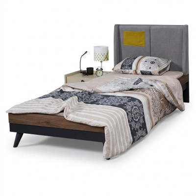 Bett Holz Betten Bettgestell Jugendzimmer Kinderzimmer Schwarz Einzelbett