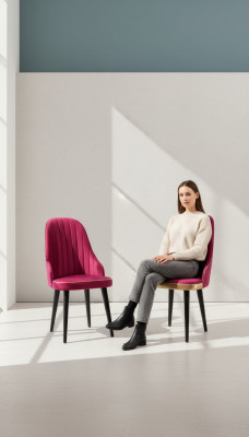 Hölzerner weicher rosa Stuhl auf schwarzen Beinen für den Esszimmer neues Modell