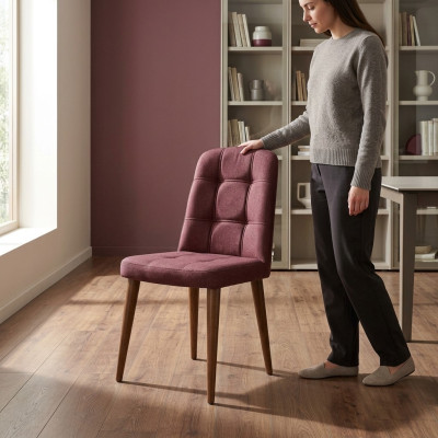 Original ein rosa Stuhl auf Beinen auf Holzbeinen für Ihr Esszimmer Neues Modell