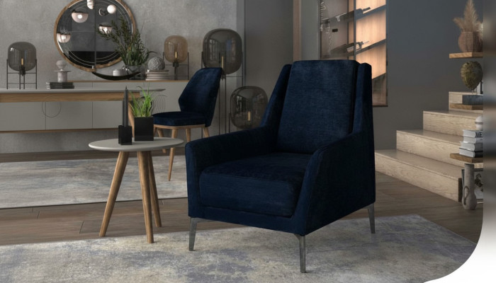 Blauer Relax Sessel Moderner Einsitzer Wohnzimmermöbel Clubsessel Neu