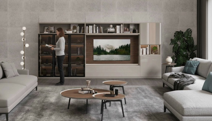 Wohnwand Moderne weiße Wohnzimmermöbel Luxuriöse Holzmöbel Einrichtung