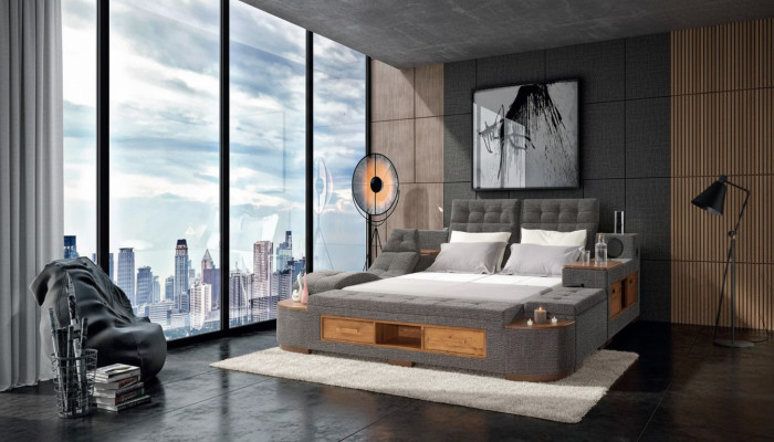 Dubbel multifunktionell säng med modern struktur 180x200cm i det nya hotellet
