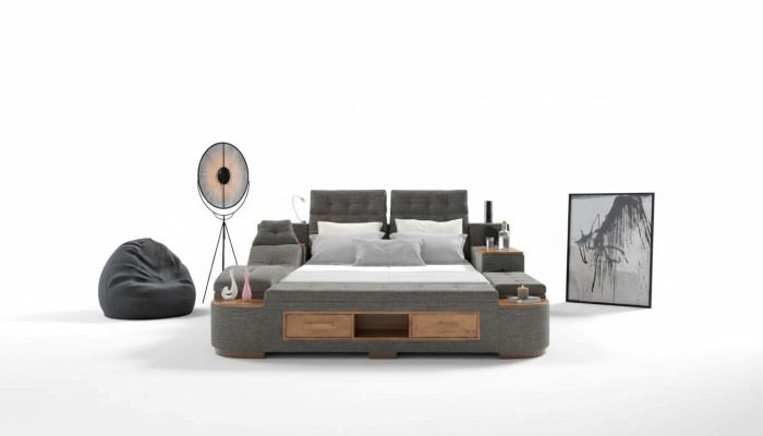 Dubbel multifunktionell säng med modern struktur 180x200cm i det nya hotellet