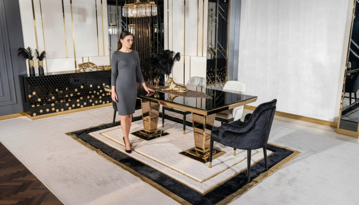 Tisch Esstisch Holz Esszimmer Garnitur 4x Stuhl Set Stühle schwarz Gruppe