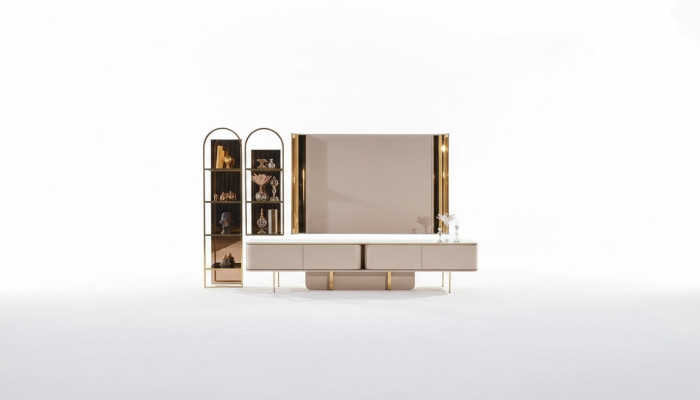 Wohnzimmer Luxus tv Schrank rtv Möbel Schränke Holz Lowboard neu beige