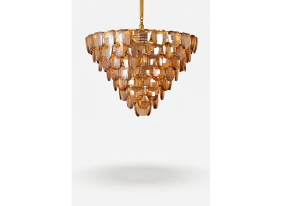 Kronleuchter Klassiker Lampe Wohnzimmer goldfarbene Kristall Deckenleuchte