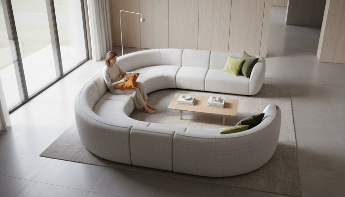 Wohnlandschaft Sitzlandschaft Ecksofa Beige Sofa Moderne Möbel Couch