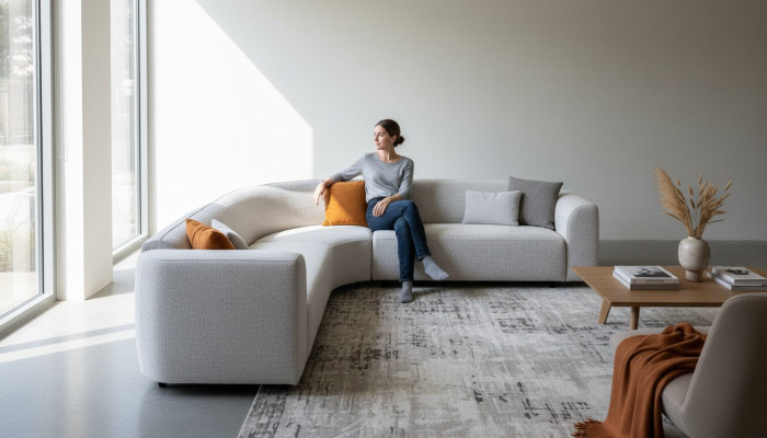 Rundes Ecksofa U-Form Couch Polster Eckcouch Garnitur Modulare Sitzgruppe