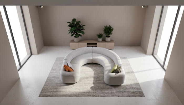 Graunes Ecksofa U-Form Moderne Polstercouch Wohnzimmersofa Designer