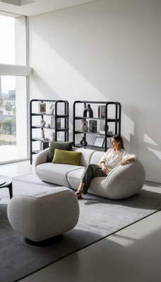 Graue Sofagarnitur Dreisitzer Sessel Garnitur Polstermöbel Luxus Design