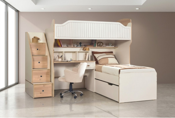 Etagenbett Hochbett Bett Doppelstockbett mit Schreibtisch Zwei Betten
