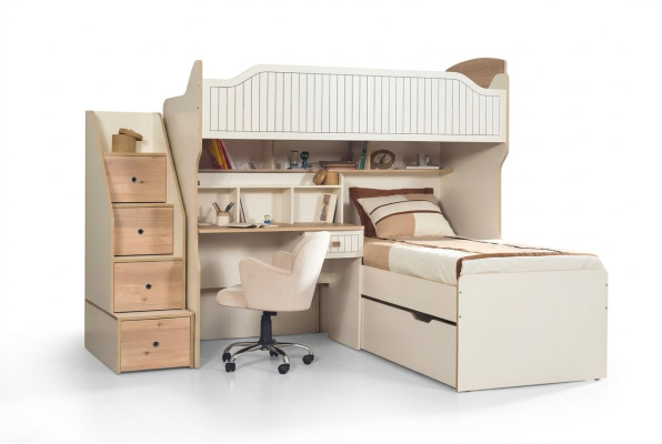 Etagenbett Hochbett Bett Doppelstockbett mit Schreibtisch Zwei Betten