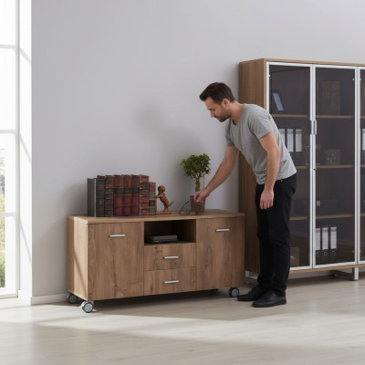 Designer Luxus Kommode Büromöbel Holzschrank Konsole Arbeitszimmer